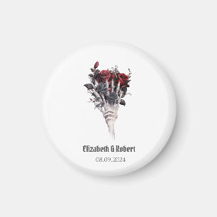 Gothic Rote Rosen Skeleton Wedding Magnet