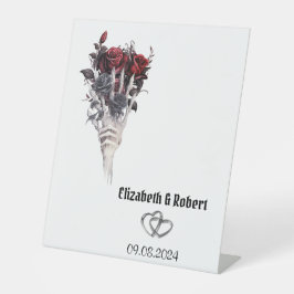 Gothic Rote Rosen Skeleton Wedding Sockelschild