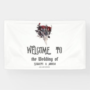 Gothic rote Rosen Skelett Hochzeit  Banner