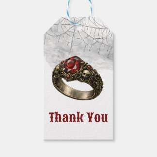 Gothic Roter Rubin-Totenkopfring Spinnennetz Danke Geschenkanhänger