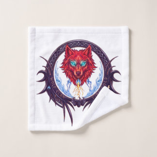 Gothic roter Wolfskamm - mythologische Fantasy-Gra Badhandtuch Set