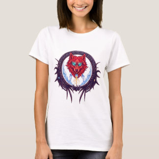 Gothic roter Wolfskamm - mythologische Fantasy-Gra T-Shirt