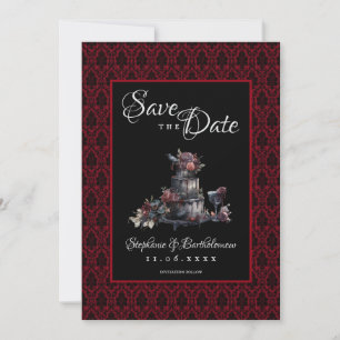 Gothic Rotes Damast Foto Save the Date