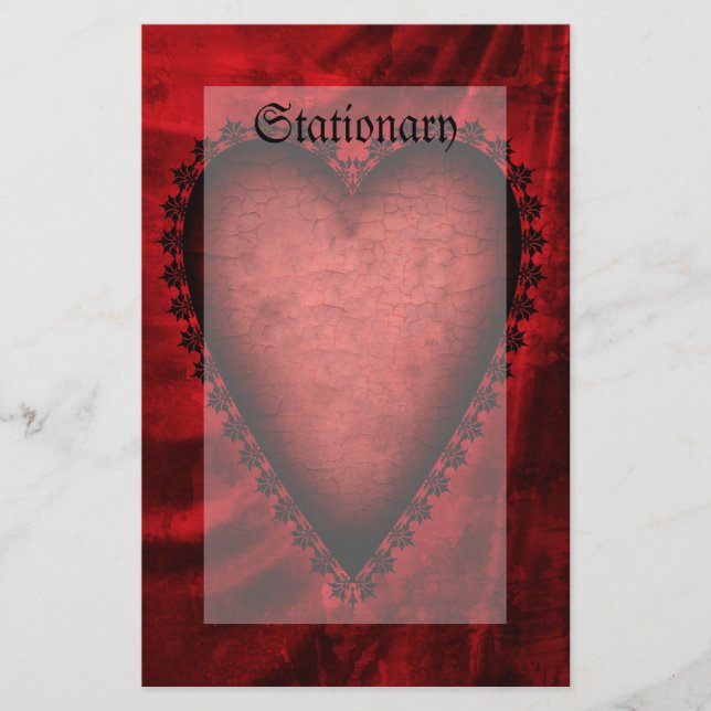 Gothic Rotes Herz Briefpapier (Vorderseite)