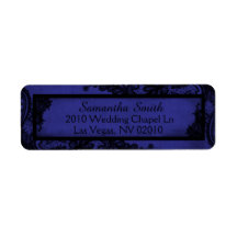 Gothic Royal Blue Black Lace Grunge Wedding Labels