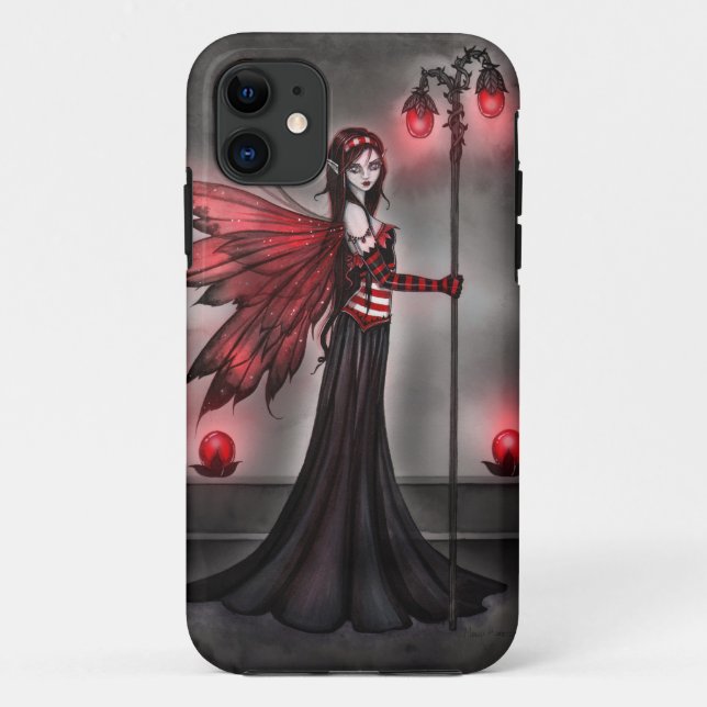 Gothic Ruby Fairy Fantasy Art iPhone Case (Rückseite)