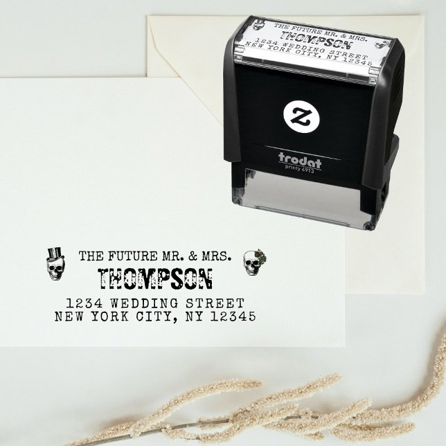 Gothic Rücksendeadresse Future Mr. Wedding Permastempel (Gothic Return Address Future Mr. Mrs. Wedding Self-inking Stamp)