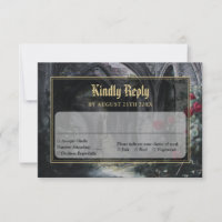 Gothic Ruinen Rosen Florale Schwarz-Gold-Hochzeit