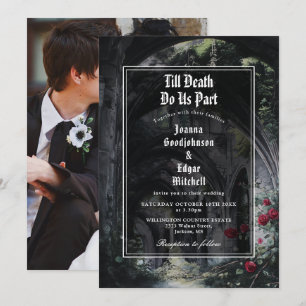 Gothic Ruinen Rosen Florales Foto Hochzeit bis zum Einladung