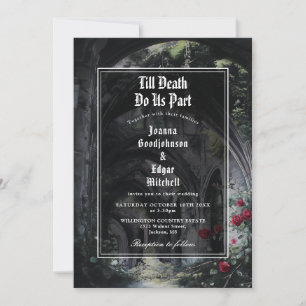 Gothic Ruinen Rosen Monogramm Hochzeit bis zum Tod Einladung