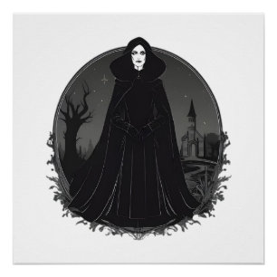 Gothic Salem Hexe um Mitternacht Poster