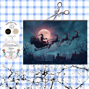 Gothic Santa Midnight Sleigh Ride Dekoupage Seidenpapier