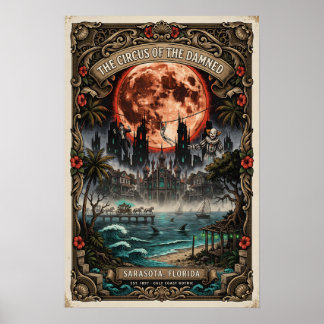 Gothic Sarasota, FL Kunst | Vintage Horror Reise Poster