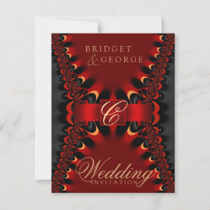 Gothic Satin Red+Black Wedding Einladung