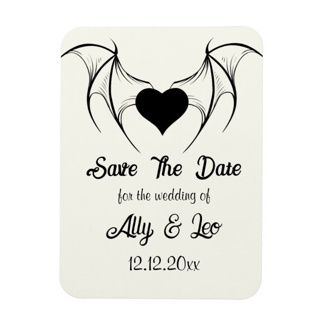 Gothic Save the Date dunkle Romantik Fledermausflü Magnet (Vertikal)