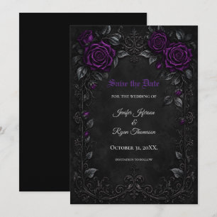 Gothic Save-the-Date-Einladung mit lila Rosen Einladung