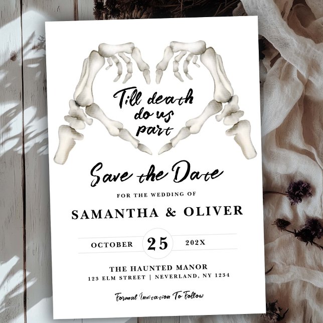 Gothic Save the Date Minimal Wedding SkeletonHerz (Von Creator hochgeladen)