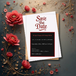 Gothic Save the Date - transparent rot Metallic Acryleinladungen
