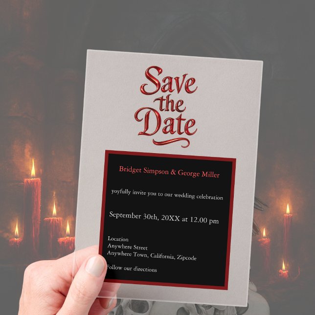 Gothic Save the Date - transparent rot Metallic Acryleinladungen (Von Creator hochgeladen)