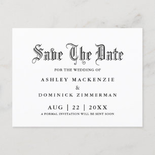 Gothic Save the Date Wedding Ankündigungspostkarte