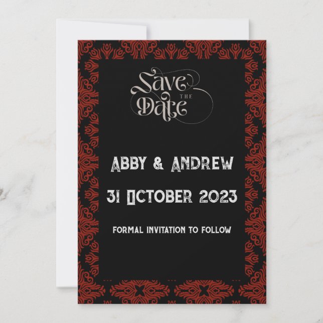 Gothic Save the Date Wedding Card - bearbeitbarer  (Vorderseite)