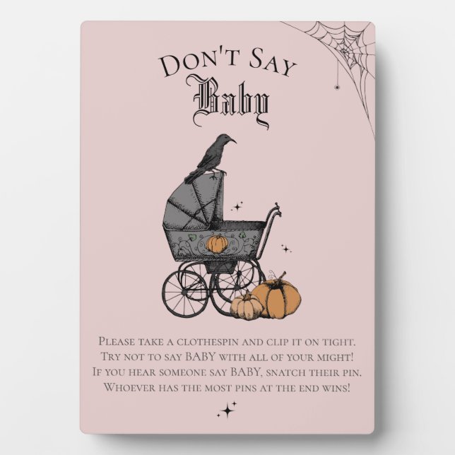 Gothic Say Baby Pink Baby Shower Game Fotoplatte (Vorderseite)