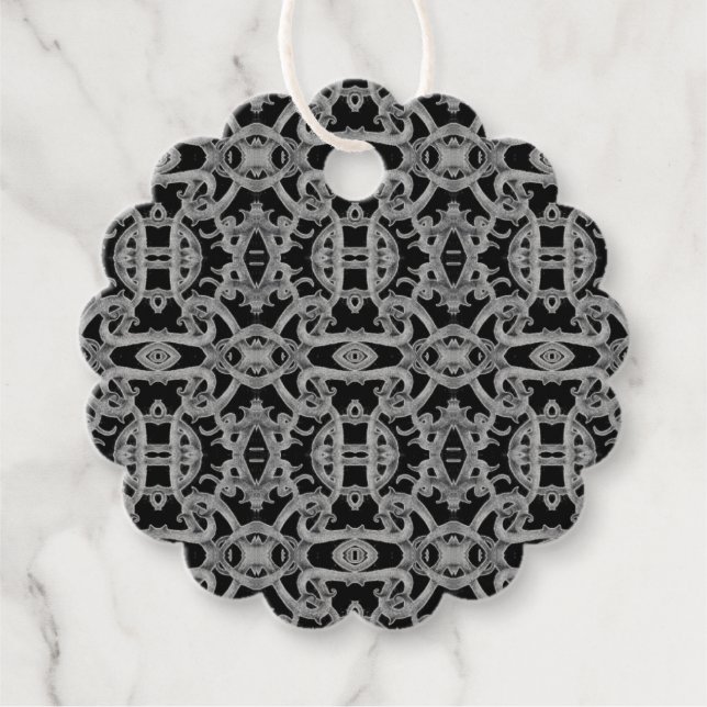 GOTHIC Scalloped Round Gift Tags Geschenkanhänger (Vorderseite)