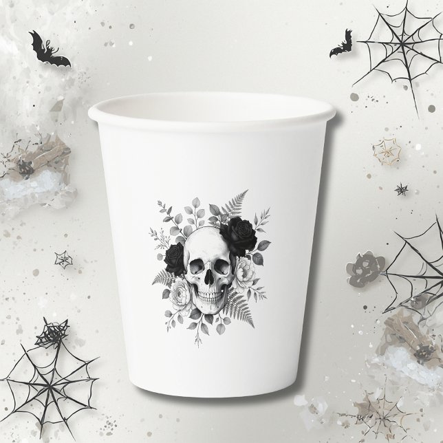 Gothic-Schädel-Blumen-Halloween Pappbecher (Von Creator hochgeladen)