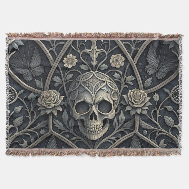Gothic-Schädel-Blumen-Himmelsmuster (2) Decke (Vorderseite)