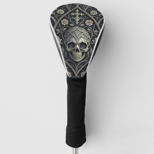 Gothic-Schädel-Blumen-Himmelsmuster (2) Golf Headcover (Vorderseite)
