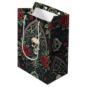 Gothic-Schädel-Blumen-Himmelsmuster (3) Mittlere Geschenktüte
