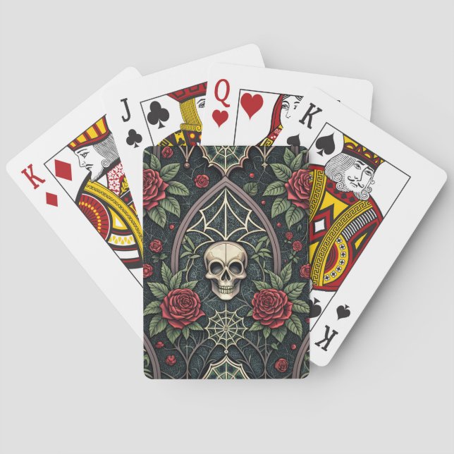 Gothic-Schädel-Blumen-Himmelsmuster (3) Spielkarten (Rückseite)