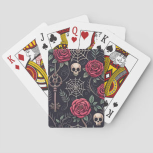 Gothic-Schädel-Blumen-Himmelsmuster (4) Spielkarten