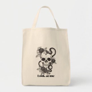 Gothic-Schädel-Blumen-Tasche "Schau mich an" Tragetasche