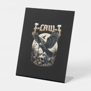 Gothic-Schädel-F-Caw-F-Krähe-Erwachsenen-Humor-Gra Sockelschild