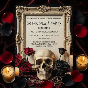 Gothic-Schädel-Halloween-Party im viktorianischen Einladung