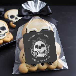Gothic-Schädel-Halloween-Party Quadratischer Aufkleber