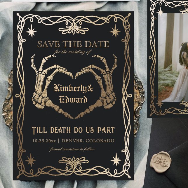 Gothic-Schädel-Halloween-Retro-Save-the-Date-Karte Save The Date (Von Creator hochgeladen)