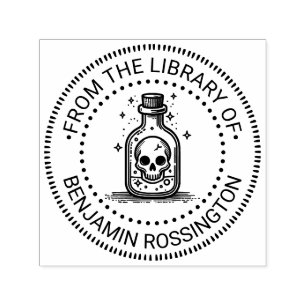 Gothic-Schädel in Flasche NT Bibliotheksbuch Name Permastempel