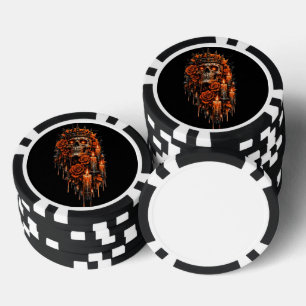 Gothic-Schädel-Krone Halloween-Dunkle Rosen Grusel Pokerchips