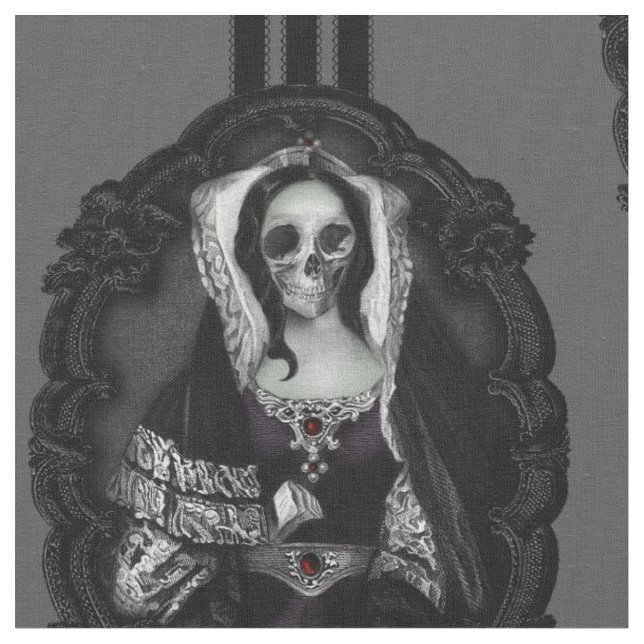 Gothic Schädel Lady Stoff (Nahaufnahme)