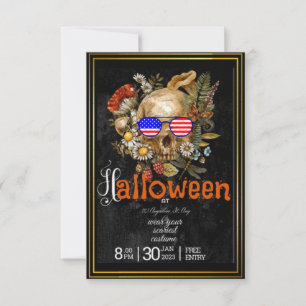 Gothic Schädel mit Hüten Halloween-Kostüm-Party Einladung