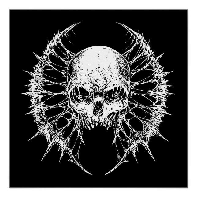 Gothic-Schädel mit Schwimmhäuten Poster (Vorderseite)