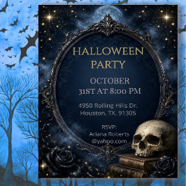 Gothic-Schädel-Mond-Halloween-Soiree Einladung