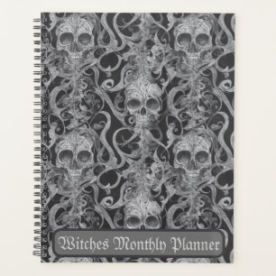 Gothic-Schädel-Muster-Hexen-Monatsplaner  Planer