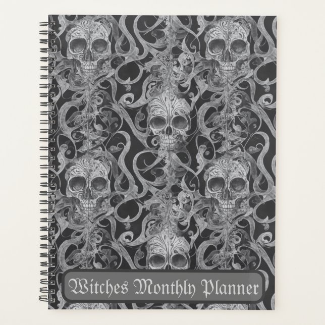 Gothic-Schädel-Muster-Hexen-Monatsplaner  Planer (Vorderseite)