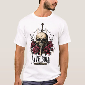 Gothic-Schädel-Rosen-Grafik-T-Shirt T-Shirt