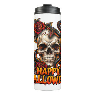 Gothic-Schädel-Schlangen-Halloween-Tasse – Spukige Thermosbecher