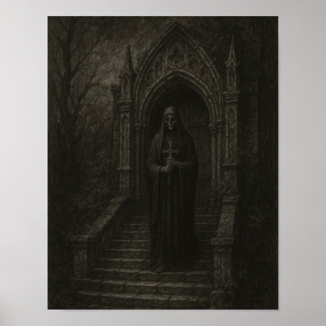 Gothic-Schädel- und Grabposter Poster (Vorne)