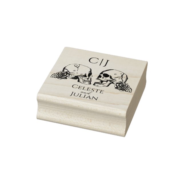 Gothic-Schädel-und-Rosen-Hochzeit Gummistempel (Stempel)
